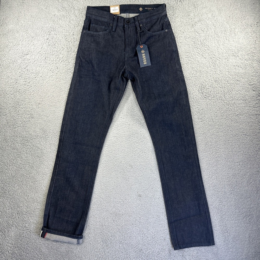 Roark Jeans Mens 28x32 Dark Blue Raw Denim‎ Selvedge HWY 128 Straight Fit NEW